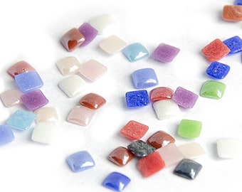 4x4mm square cabochons in iridescent porcelain