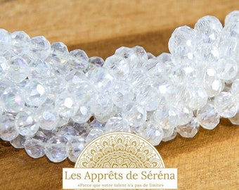 Perles à facettes 3x2mm transparent AB abaques à facettes cristal