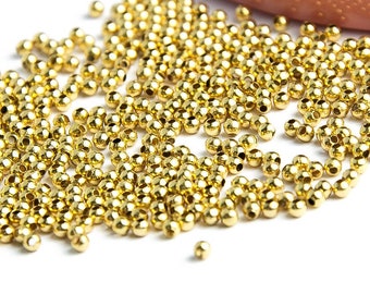 Perles intercalaires rondes 2mm en acier inoxydable couleur or entretoise 2mm acier perles 2mm or