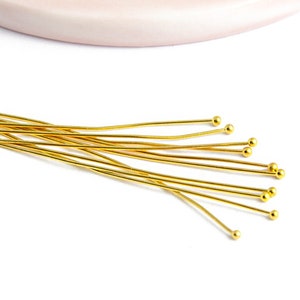 50mm ball head rod nails in gold-plated brass with round head nails