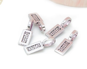 Bélières à coller x 10 en zamak argent bélière rectangle bélière pour pendentif