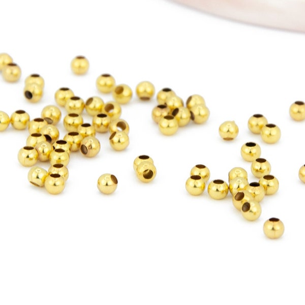 Perles intercalaires 3mm rondes en laiton doré perles 3mm or