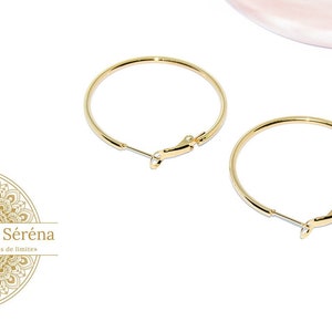 Pair of 42mm creoles in 201 stainless steel gold base creole earring