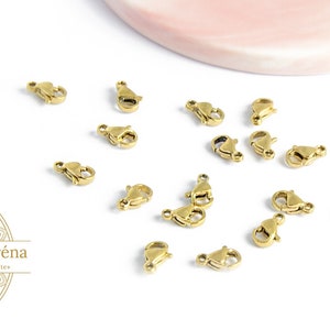 9mm lobster clasps, 304 steel, gold-plated