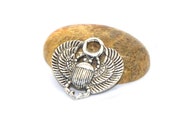 4 antique silver 27x26mm beetle connectors charms
