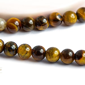 Tigerauge-Perlen, 6 mm, 30 glatte Perlen, natürliches Tigerauge, Güteklasse AB+