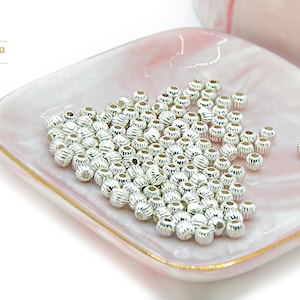 4mm round lantern beads in platinum zamak