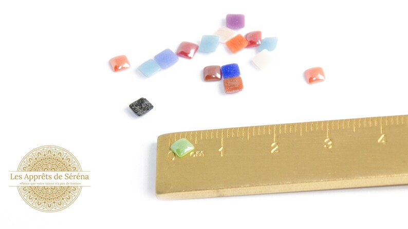 4x4mm square cabochons in iridescent porcelain image 3