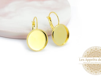 Sleeper cabochon supports 16mm in gold stainless steel