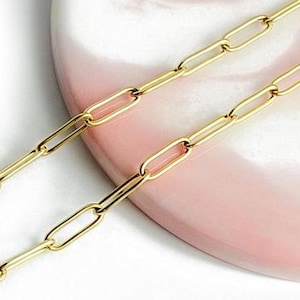 Stainless steel chain, 12x4mm paperclip mesh, gold color, chain for gold steel necklace