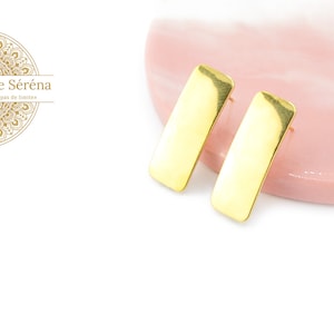Böjda rektangulära örhängen, 26x10mm, i 304 förgyllt rostfritt stål