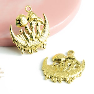 18k gold plated stainless steel mushroom pendant half moon pendant potion pendant