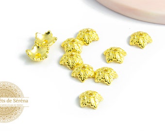 Coupelles feuilles 10mm pour perles en zamak doré