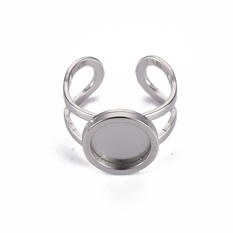 Bague support cabochon 10mm bague acier argent bague a customiser bague a personnaliser apprêt bijoux acier support bijoux bague plateau image 5