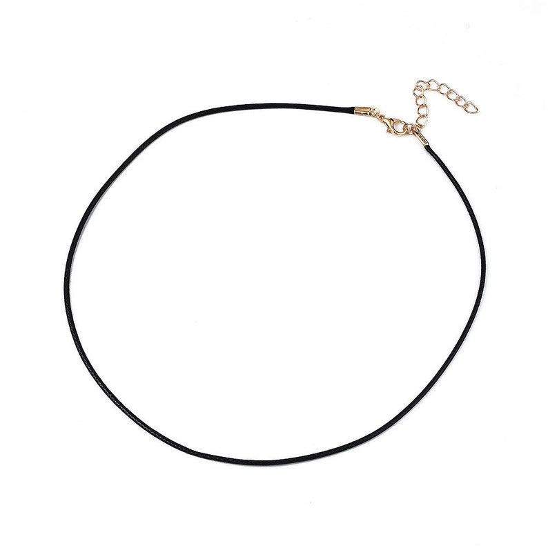 Support collier complet cordon coton ciré 1.5mm avec fermoir en doré cordon ciré complet pour collier image 2