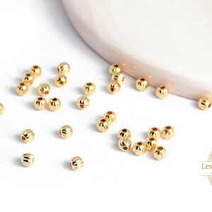 Spacer beads 3mm 18K gold plated brass round beads 3mm 18k gold plated spacer image 3