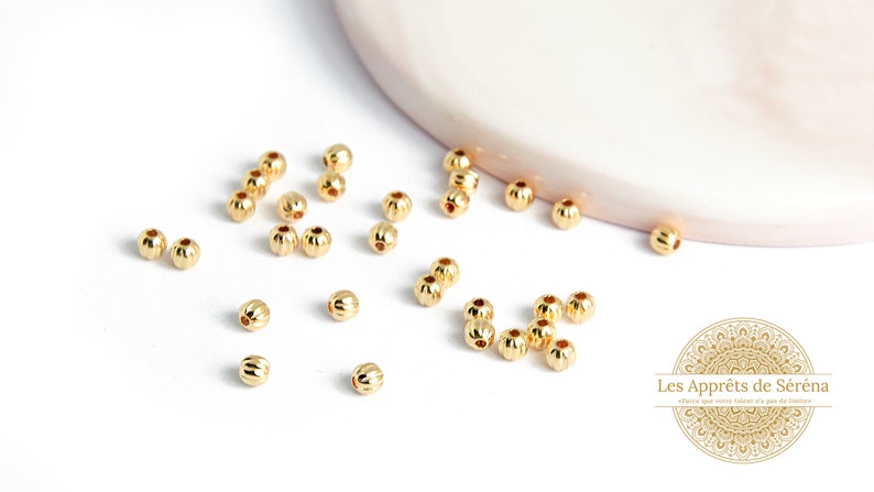 Spacer beads 3mm 18K gold plated brass round beads 3mm 18k gold plated spacer image 3