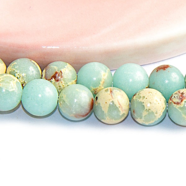 6mm aquaterra beads 30 smooth beads in synthetic aqua terra jasper x 30