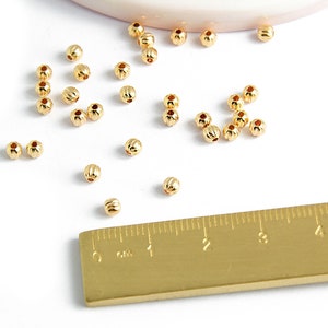 Spacer beads 3mm 18K gold plated brass round beads 3mm 18k gold plated spacer image 2