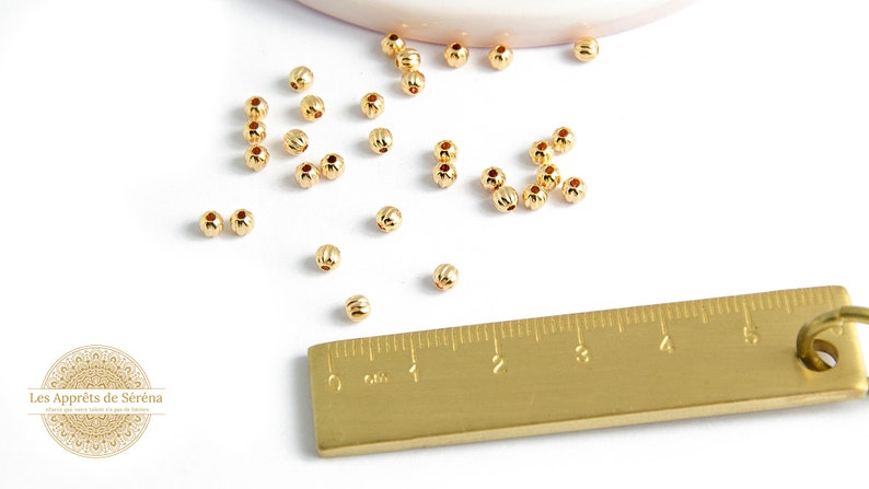 Spacer beads 3mm 18K gold plated brass round beads 3mm 18k gold plated spacer image 2