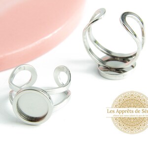 Bague support cabochon 10mm bague acier argent bague a customiser bague a personnaliser apprêt bijoux acier support bijoux bague plateau image 2