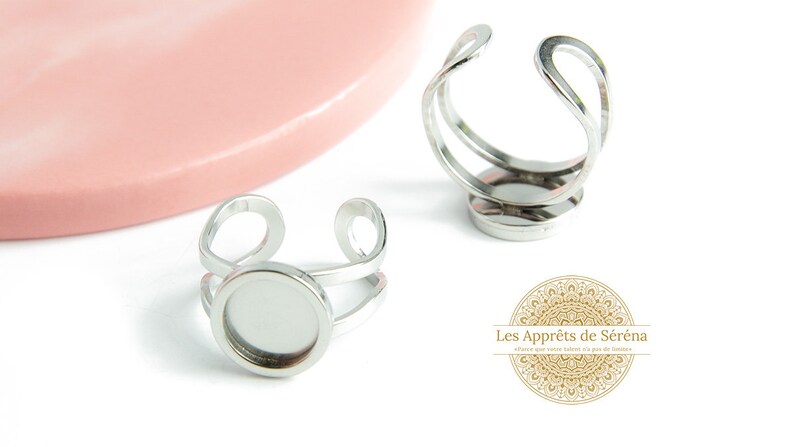 Bague support cabochon 10mm bague acier argent bague a customiser bague a personnaliser apprêt bijoux acier support bijoux bague plateau image 2