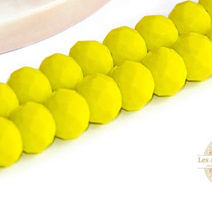 6mm yellow abacus beads with yellow facets 6x5mm opaque yellow beads