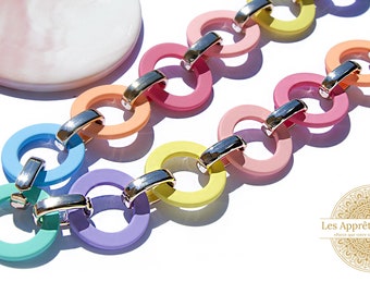 Chaîne acrylique anneaux ronds couleur pastel