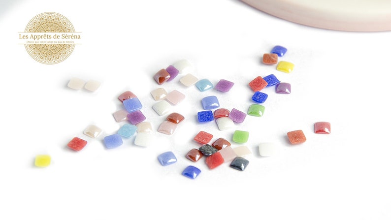 4x4mm square cabochons in iridescent porcelain image 1