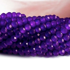 Faceted opal glass bead 4x3mm purple abacus bead