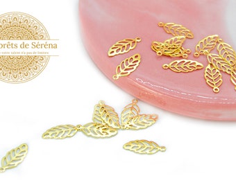 Gold 304 steel filigree leaf pendants