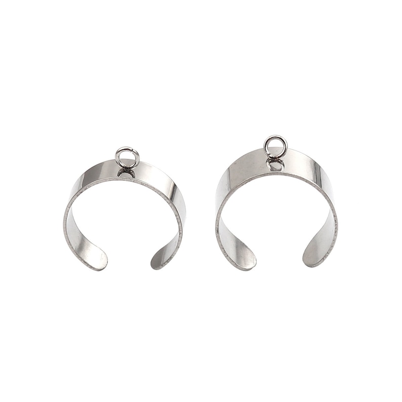 Ring support for pendants in steel-colored stainless steel image 1