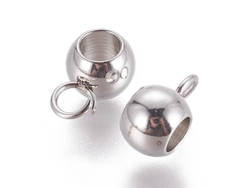 Bails x 5 stainless steel for cords and chains 3mm steel pendant bail