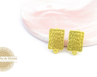 Paire de clips d'oreille rectangle effet martelé en zamak doré