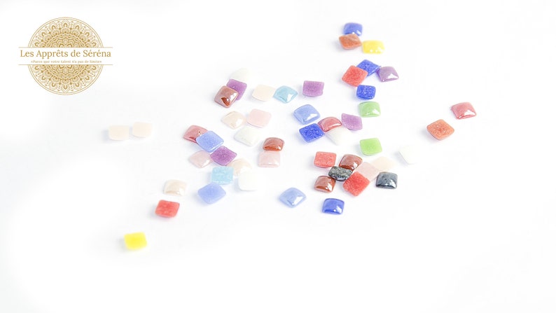 4x4mm square cabochons in iridescent porcelain image 2