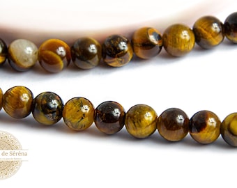 20 Perles Pierre Oeil De Tigre - Boules 3-4mm - Neuf - Référence 4558550037459
