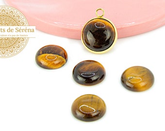 Cabochon Rond En Pierre Oeil De Tigre 20mm - Pour Bijoux Et Création - Neuf - Réf. 4558550036704