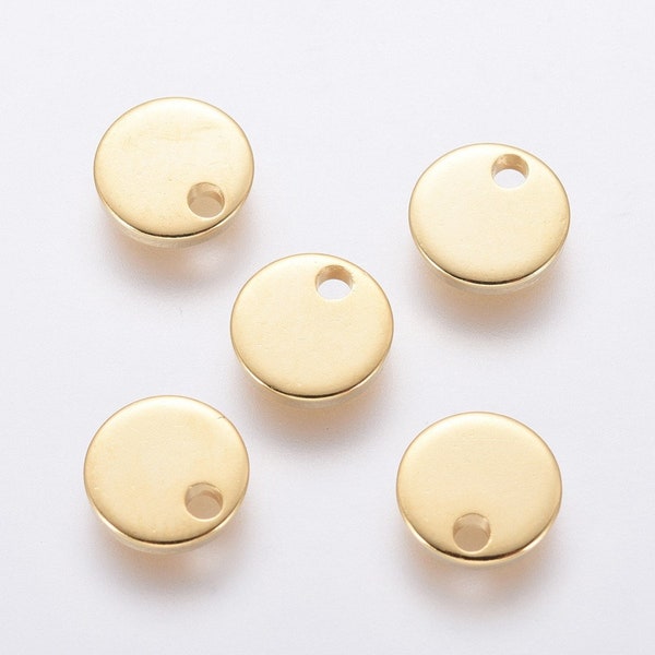 mini sequins acier inoxydable  4mm mini pendentif rond acier or