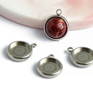Pendenti da 10 mm, cabochon da 10 mm in acciaio inossidabile, componenti per gioielli in acciaio. Ciondolo a medaglione per collana.