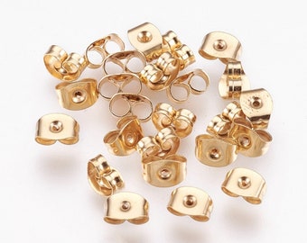 Fermoirs papillons en acier 304 couleur or 24K fermoir boucles d'oreille poussoir or
