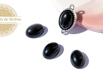 Cabochon 14x10mm en agate naturelle noire