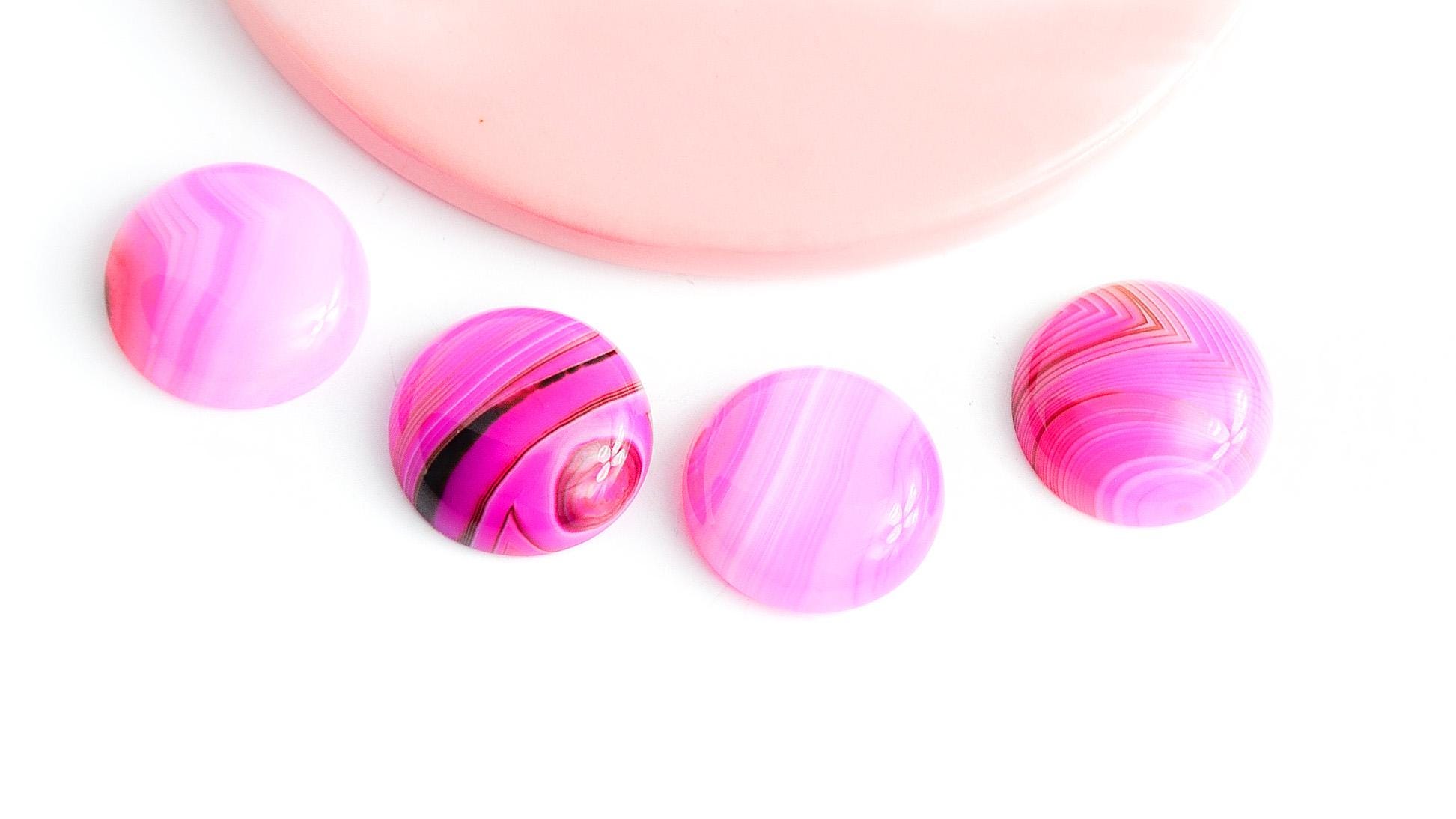 Pendentif En Agate Rayée Fuchsia - Pierre Naturelle, Sans Marque - Neuf Sans Emballage