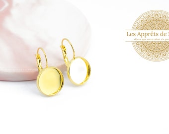 Sleeper cabochon supports 14mm in 304 gold-plated steel cabochon sleeper earring