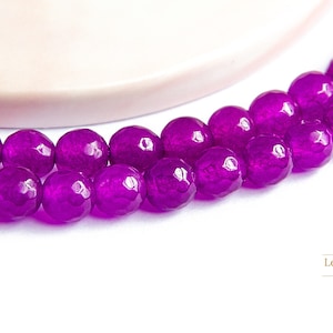 6mm Faceted Purple Jade Beads 30 Purple Dyed Jade Beads 6mm Purple Gemstone Bead