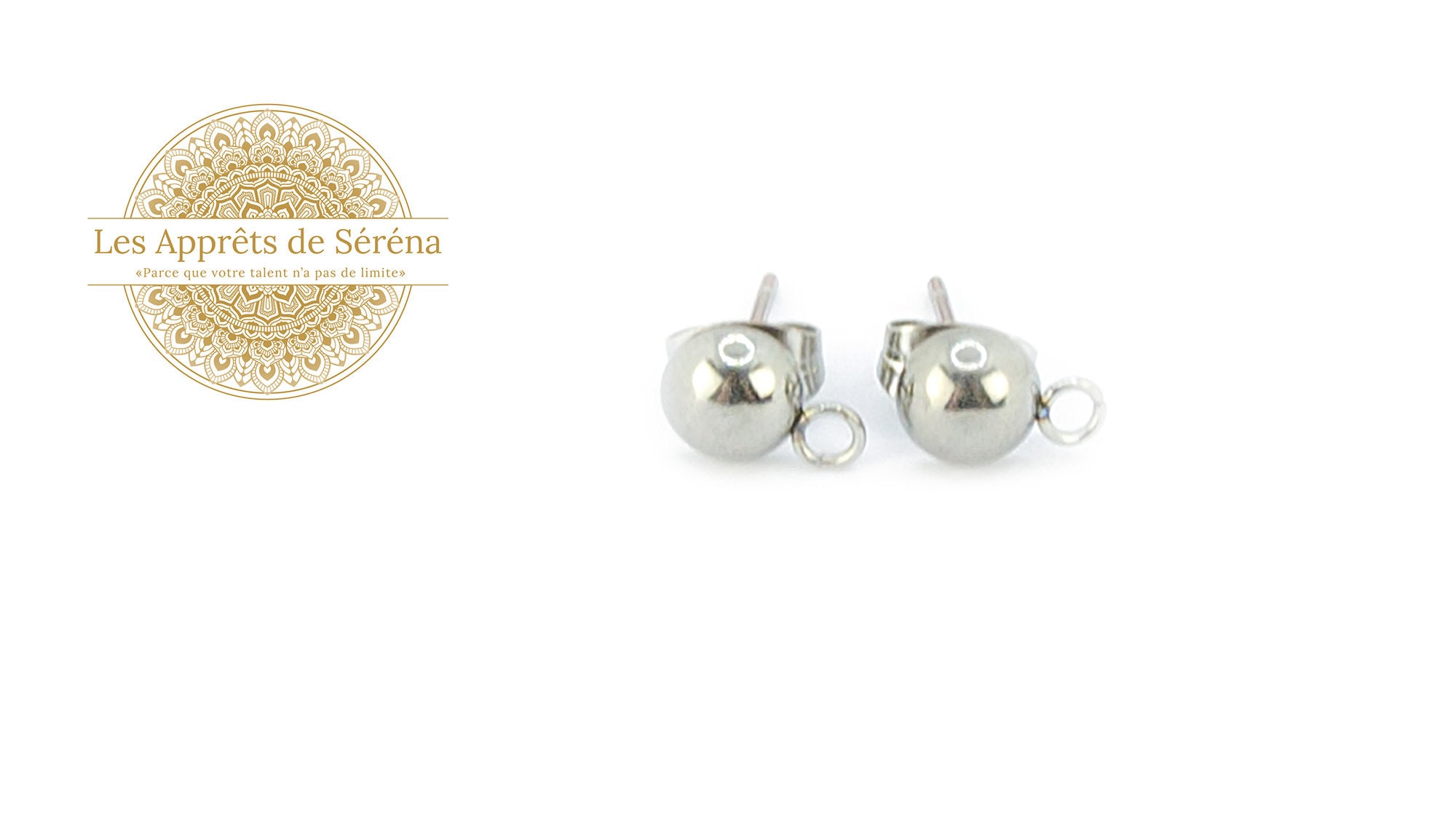 Boucles d'oreilles dormeuse en argent avec boule de 12mm- chez Sainte