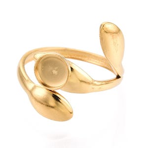 6mm cabochonbladinfattningsring, förgylld stålring, anpassningsbar ring, personlig ring, smyckesfynd i stål, smyckesinfattning i blad