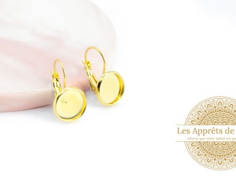 Sleeper cabochon supports 12mm in gold stainless steel