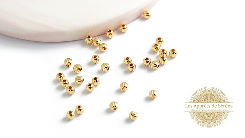 Spacer beads 3mm 18K gold plated brass round beads 3mm 18k gold plated spacer image 1