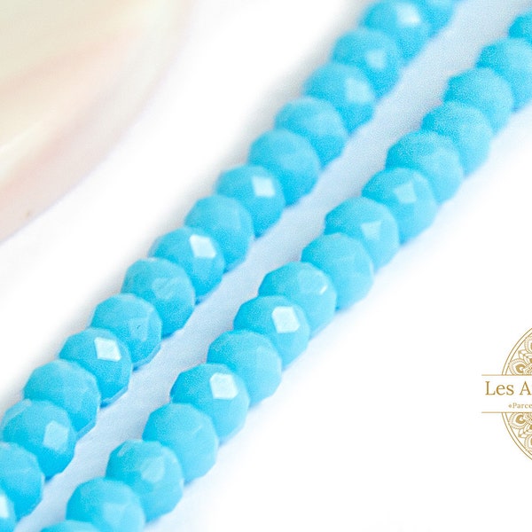 Perles 4mm turquoise abaques verre 4mm perles à facettes 4x3mm turquoise