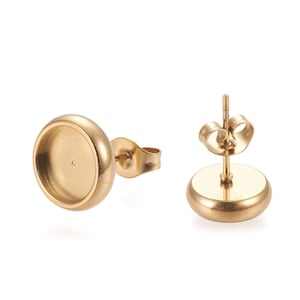 Perni cabochon da 8 mm in acciaio inossidabile 304 placcato oro – Componenti per orecchini cabochon, componenti per gioielli fai da te